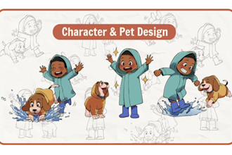 draw kids character design for children book illustration