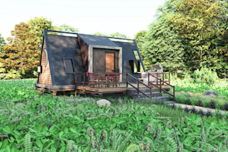 provide a full architectural design concept for a frames and tiny houses