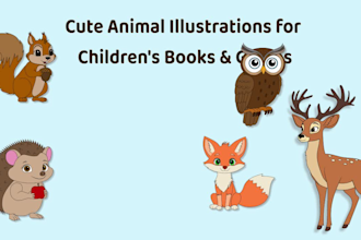 illustrate cute animals for children books and games