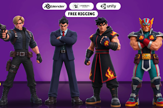 create a custom 3d game character for games, animation and