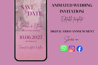design animated wedding invitation video card