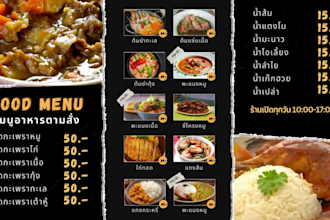 design digital menu board, tv screen menu, restaurant food menu