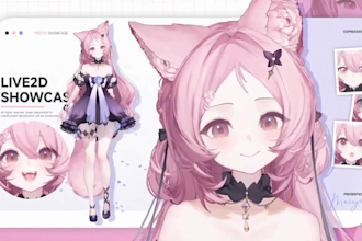 design 2d vtuber model, live2d rigging, 2d vtuber animated, anime facerig
