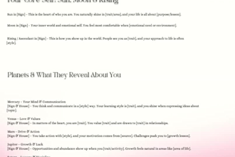 create a premium personalized and in depth natal chart reading