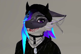 do vrchat furry avatar fursona vrc vrm model nsfw avatar with facial expression