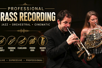 record jazz trumpet, trombone solo, flugelhorn, french horn, wagner tuba