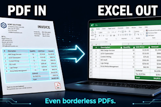 extract invoices and receipts from PDF and scans into a clean excel spreadsheet