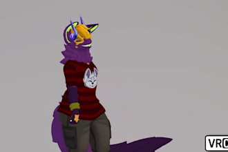 create custom vrchat avatar furry avatar with toggles sfw vrm unity 3d model