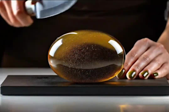 do glass fruit cutting, ai asmr video, ai fruit cut with  sound effect
