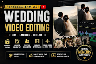 do faceless youtube, wedding video edit logline screenplay triveting characters