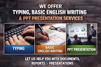 do typing, data entry, PDF to word conversion, and basic english writing