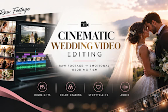 videographers edit cinematic wedding film raw footage wedding video highlight