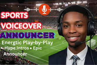 record a play by play sports announcer voice