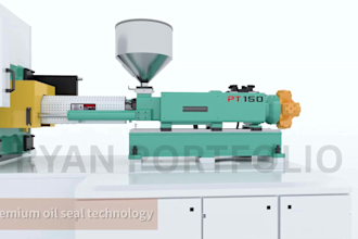 create industrial manufacturing animation 3d injection molding machine explainer
