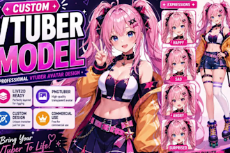 design vtuber model live2d vtuber rigging anime character live2d model design