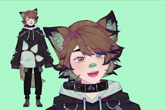 draw and rig live2d vtuber model, 2d vtuber model, vtuber rigging, live2d model
