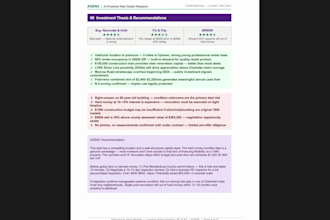 create financial models and research reports for real estate investors