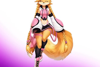 create a custom furry vrchat avatar, anime fursona avatar and protogen model