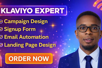 build klaviyo landing page,sales funnel with automation flow