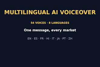 do multilingual ai voiceover in 54 voices and 8 languages
