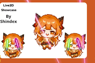 draw cute chibi pixel live2d vtuber model, png tuber, chibi emote, vtuber emotes