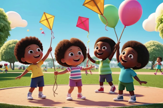 illustrate african children picture books in cute cocomelon style