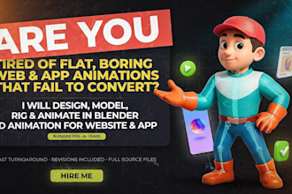 design model rig animate on blender 3d animation for website and app animation