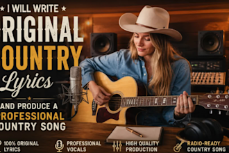 make original country lyrics and produce a professional country song