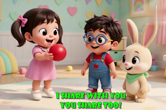 create ai 3d kids music video, cartoon animation, nursery rhyme, kids song