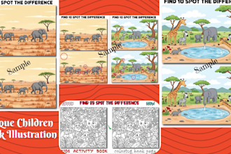 do kids, adult coloring spot the difference hidden illustration book for KDP