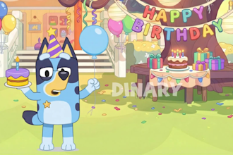 create a personalized bluey birthday video with custom message