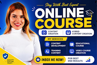 create online video course, onboarding training video and course material design