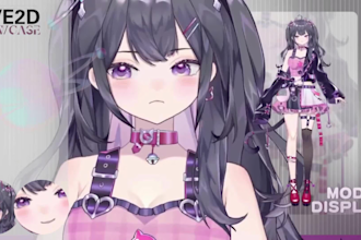 craft live2d vtuber model, 2d vtuber design, live2d rigging, anime facerig