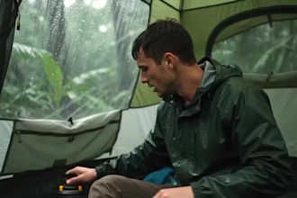 create cinematic ai rainy camping and relaxing nature short videos