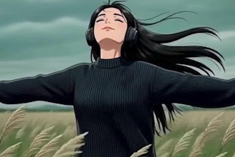 create cool lofi girl animation relaxing music visuals and cozy cartoon GIF