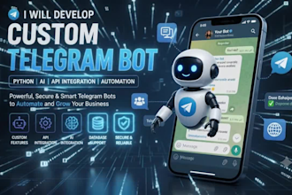 develop a custom telegram bot with python, ai, API integration and automa