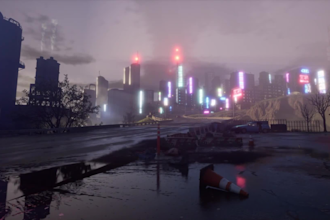 create sci fi 3d game environment futuristic city, cyberpunk level design in ue5