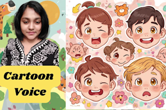 record female male cartoon voice over