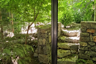 design a minimalist modern architecture retreat and landscape