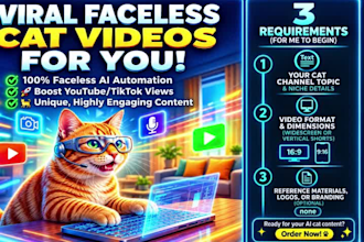 be your faceless youtube video creator for ai cat content