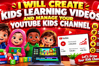 create viral  kids learning videos and manage your youtube channel ai animation