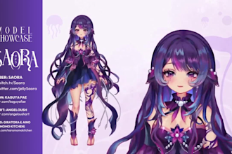draw male and female 2d vtuber design, live2d vtuber model vtuber outfit and rig
