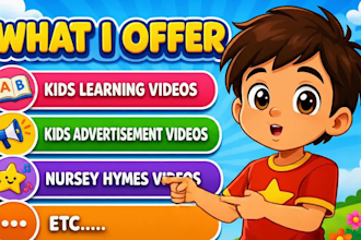 create kids animated story, nursery rhymes and animation for