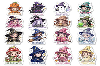 design 26 pages cute halloween sticker bundle