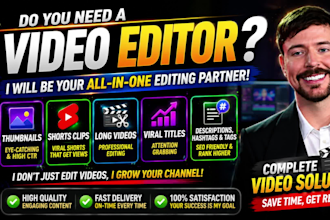 professionally edit youtube videos with thumbnail and SEO