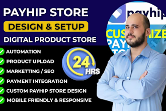 design payhip website or payhip digital online store to sell digital products