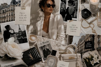 create a luxury fashion ai collage in editorial magazine style