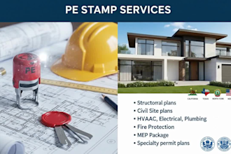 review building plans and provide a licensed texas pe stamp for permits