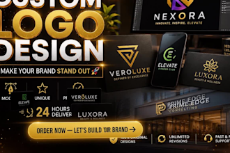 professional modern logo for a brand, delivered in 24 hours