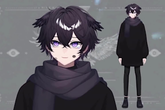 design male and female vtuber model, 2d vtuber model, vtuber rigging, live2d